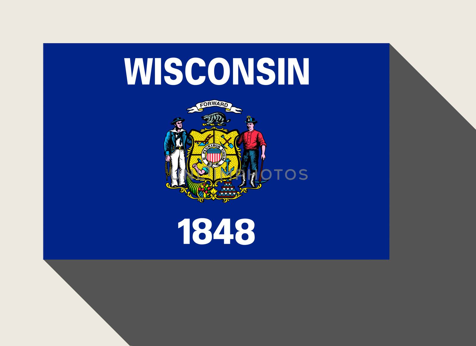 American State of Wisconsin flag in flat web design style.