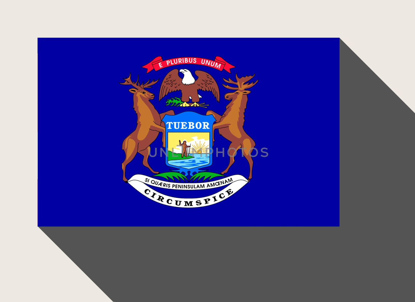American State of Michigan flag in flat web design style.