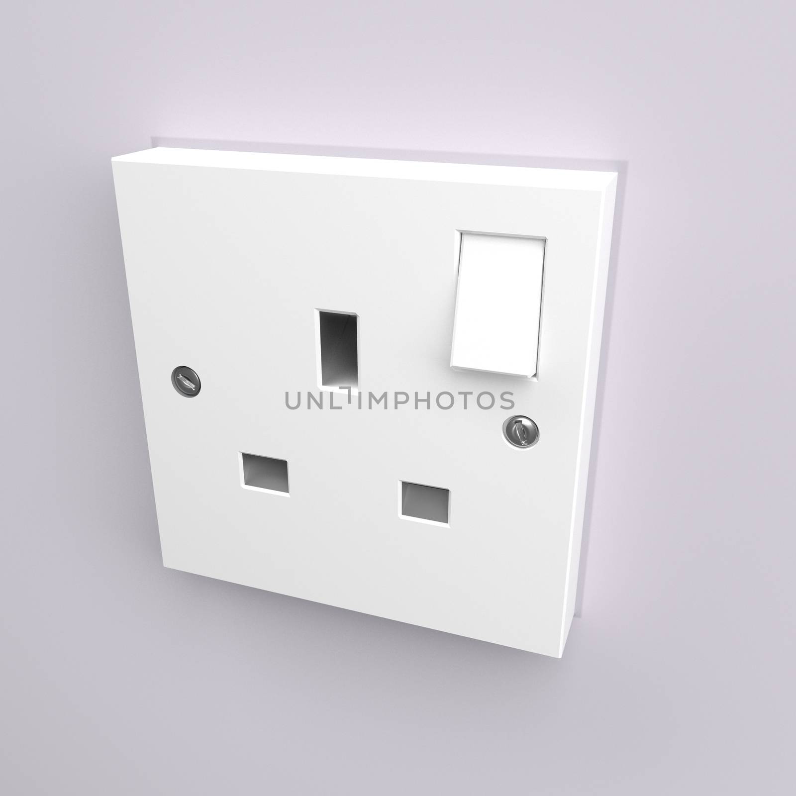 Illustration depicting a wall mounted electrical plug socket.