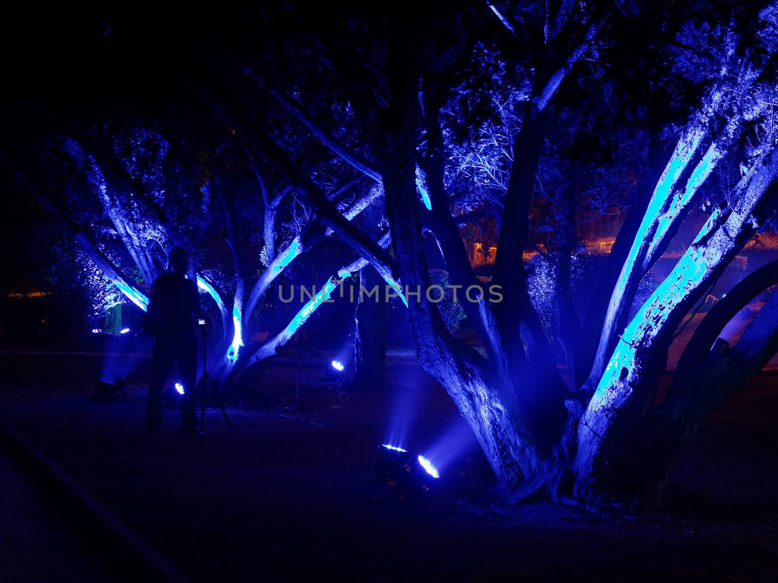 Photographer shooting an abstract night illumination