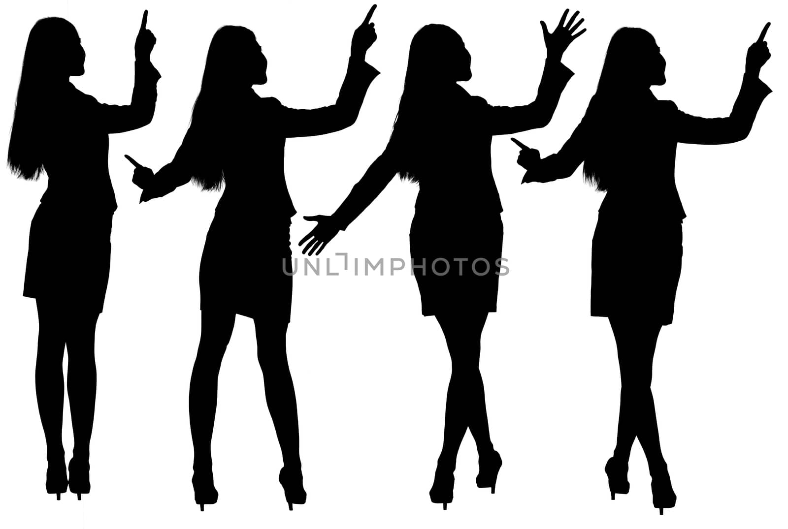 Silhouettes of businesswoman in different postures by cherezoff