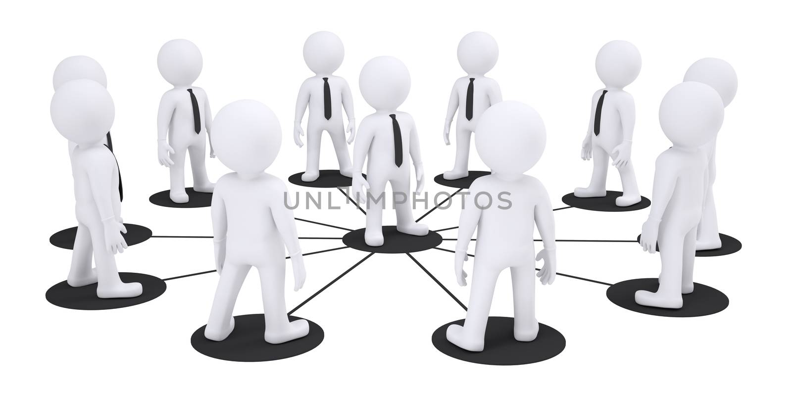 Set of puppet people on isolated white background