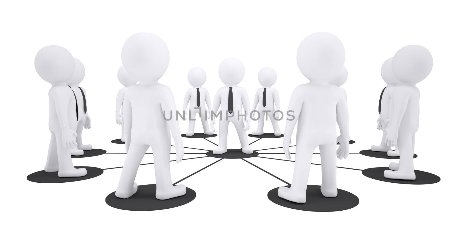 Set of white puppet people on isolated white background