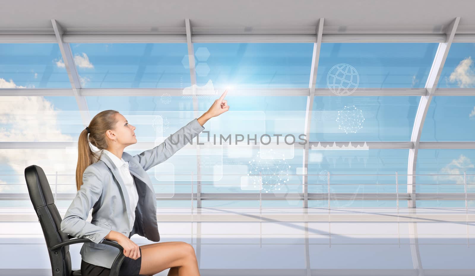 Side view of sitting businesswoman by cherezoff