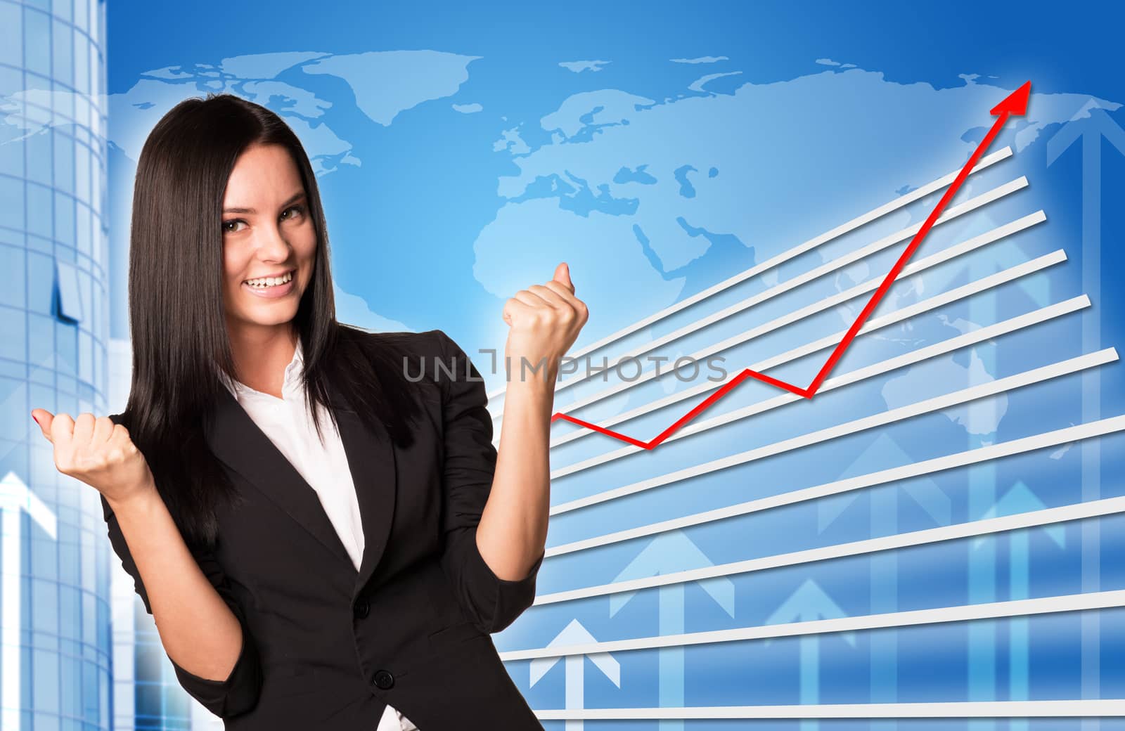 Businesswoman and graphical chart by cherezoff