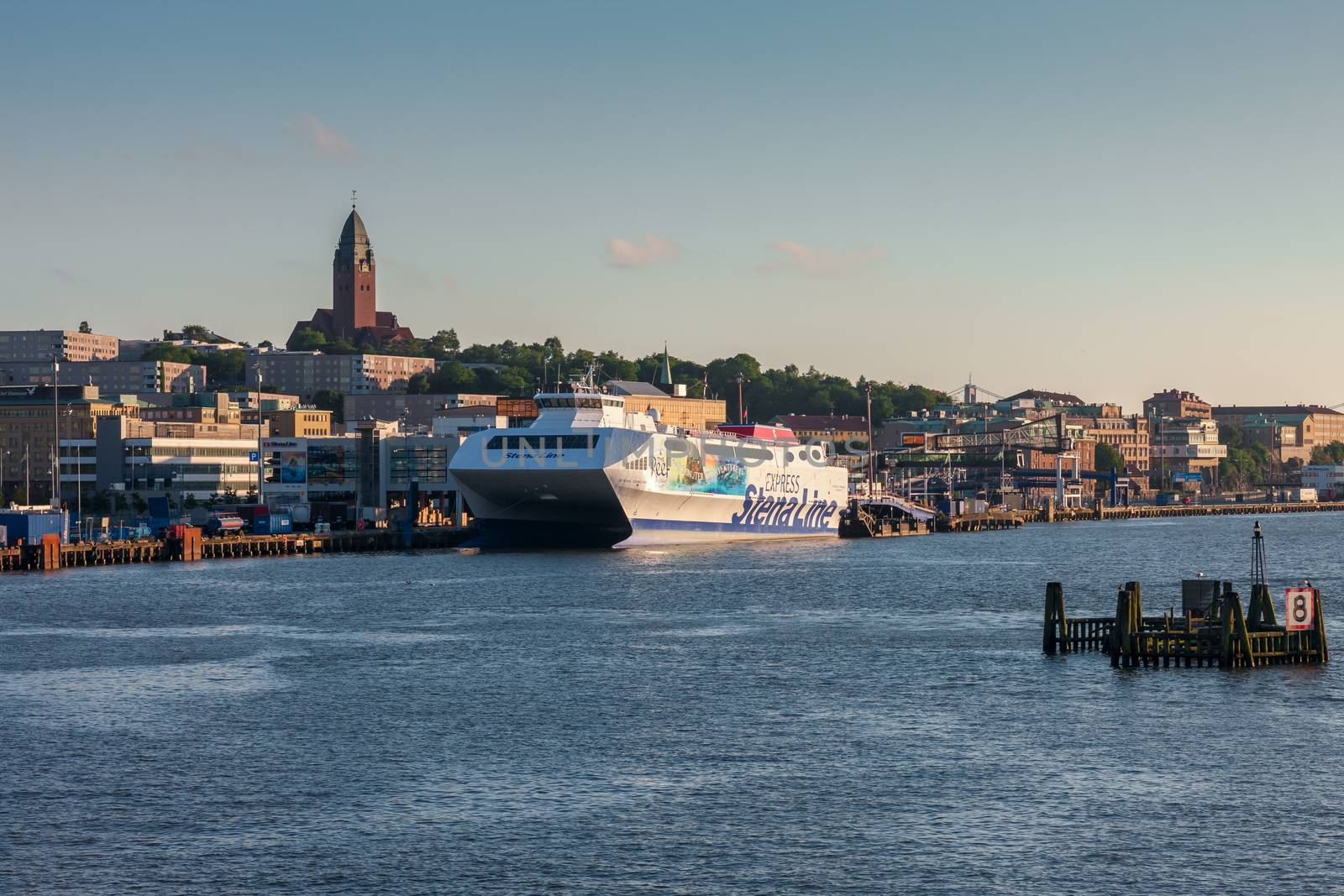 Gothenburg, Sweden - June 07, 2014: Ferry Stena Line in the harbor. Stena Line is a leading provider of European freight and transportation services