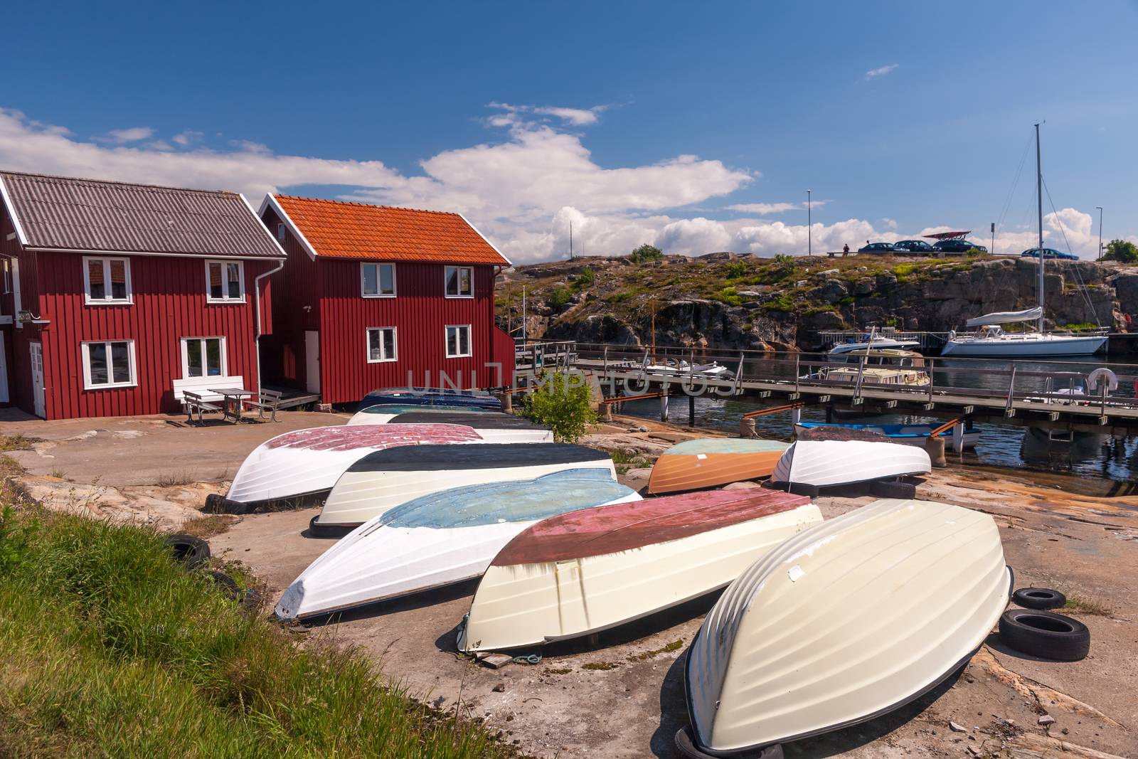 Fishing boats. typical landscape in a sunny day. Sweden