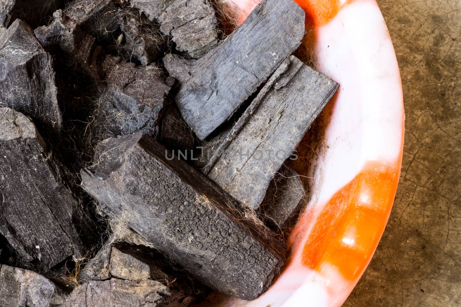 Cooking Charcoal in a Bowl with Closeup View