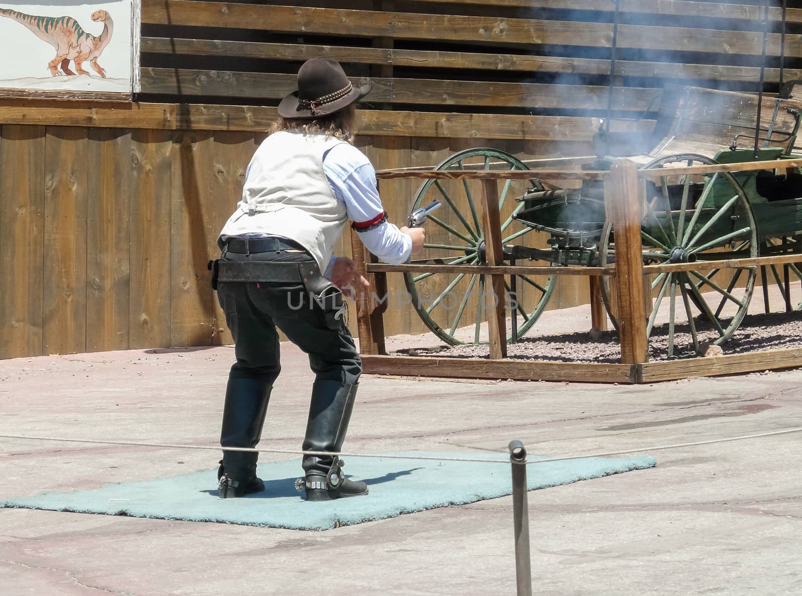 Calico Ghost Town - cowboy shooting with gun by wit_gorski