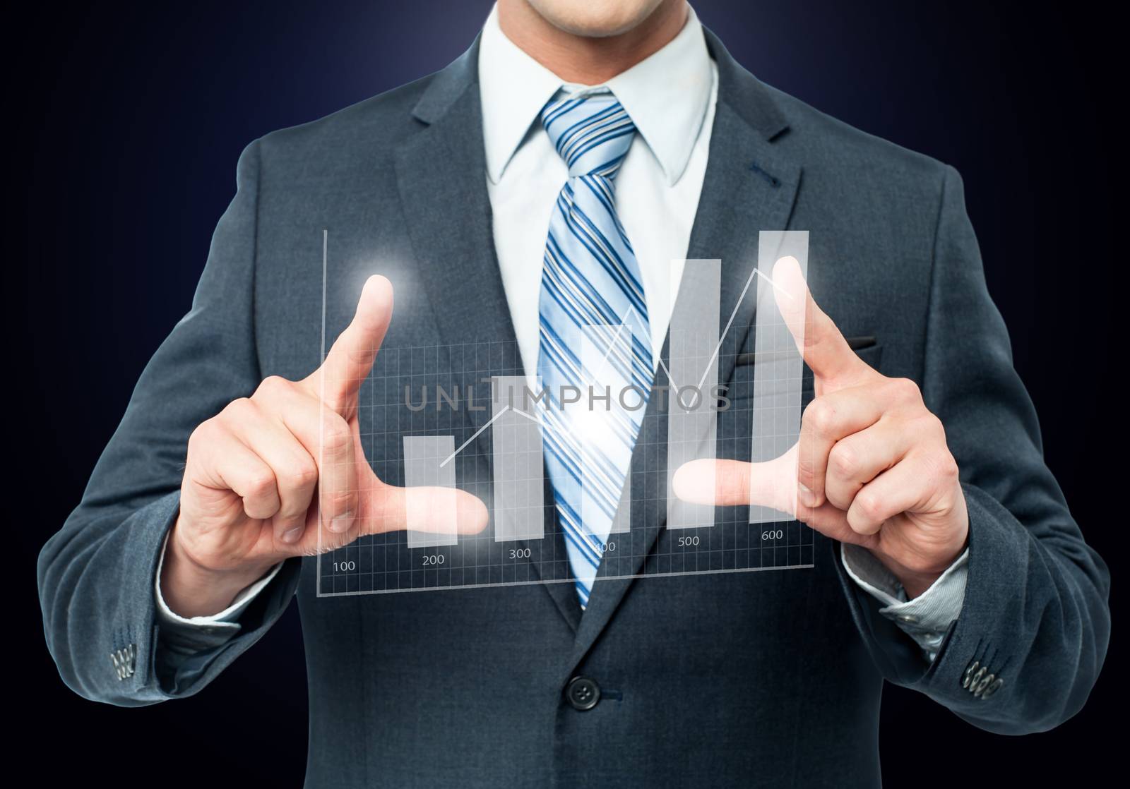 Businessman working with digital chart, business improvement concept