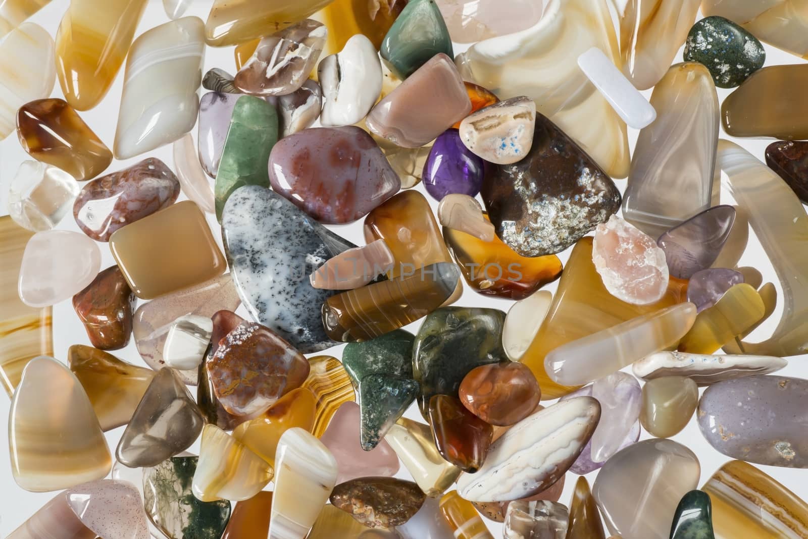 Glassy stones, polished gravel from the river Rhine in the Netherlands