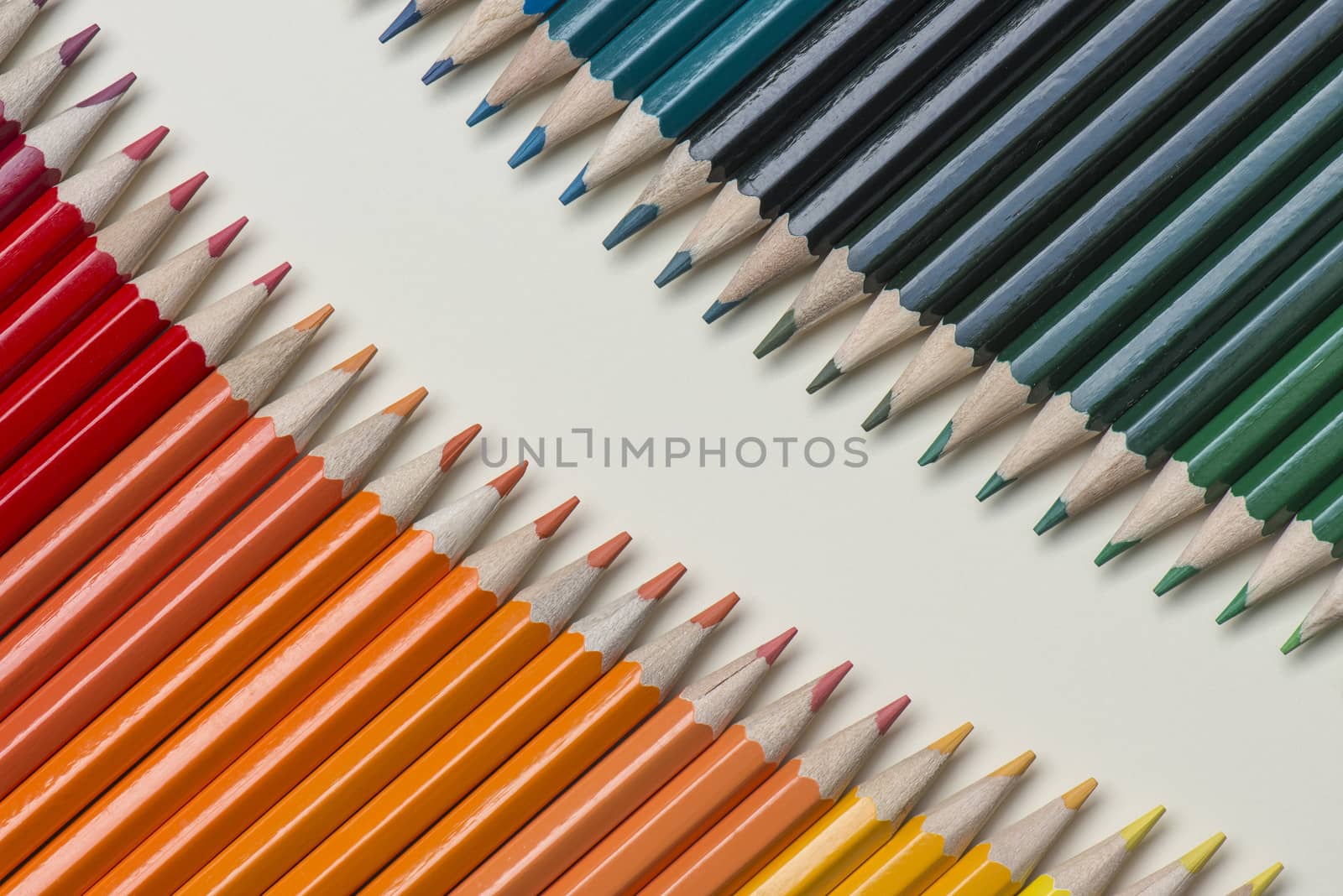 Abstract composition of a set wooden colour pencils