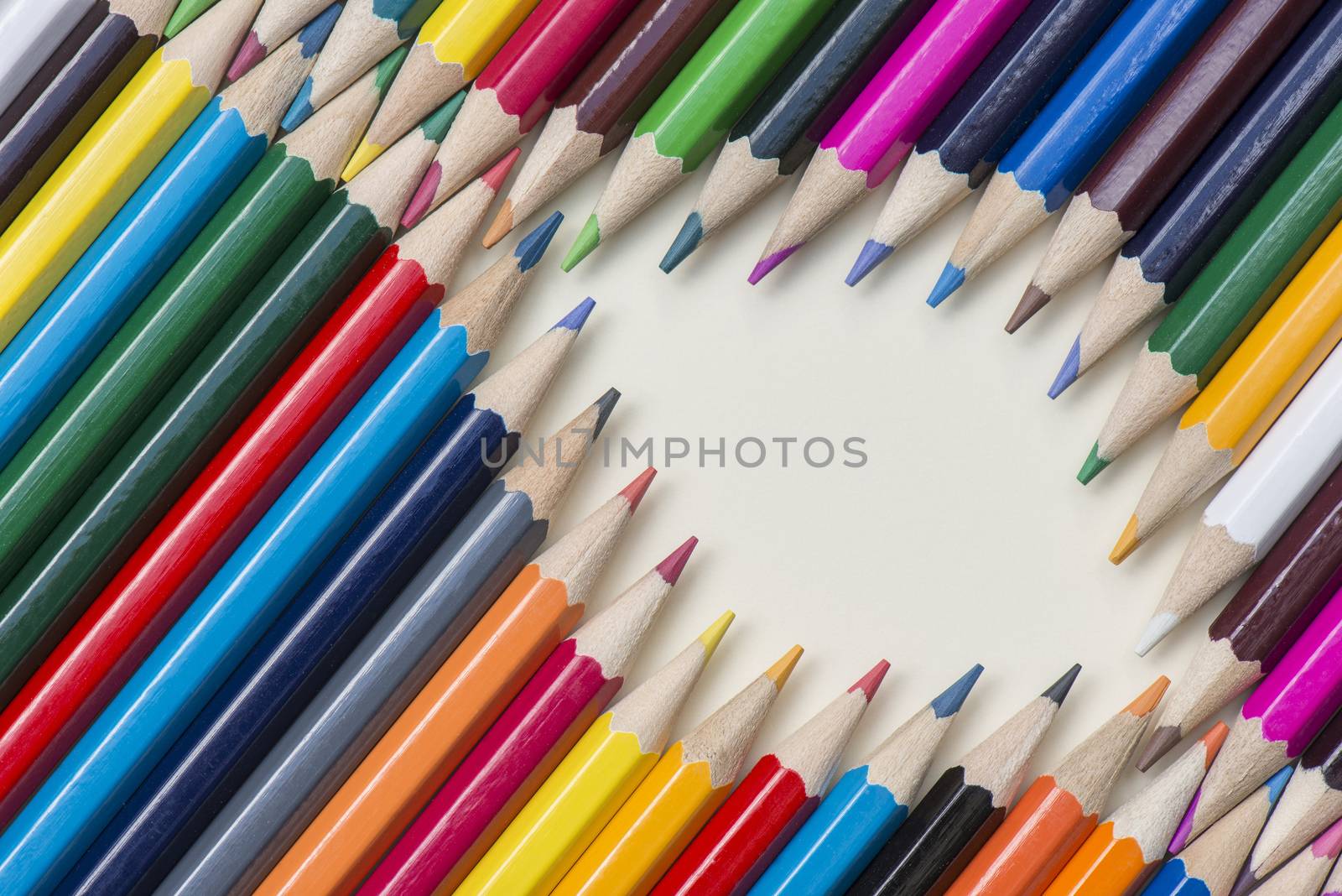 Abstract composition of a set wooden colour pencils