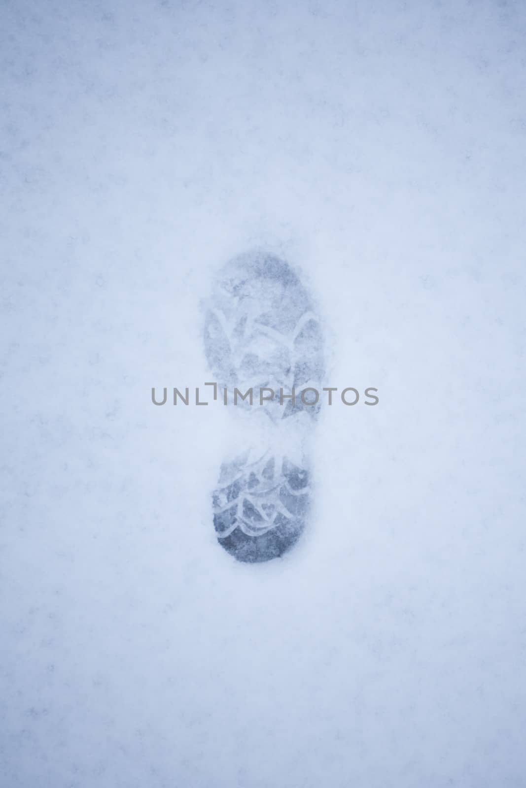 A single footprint in the snow