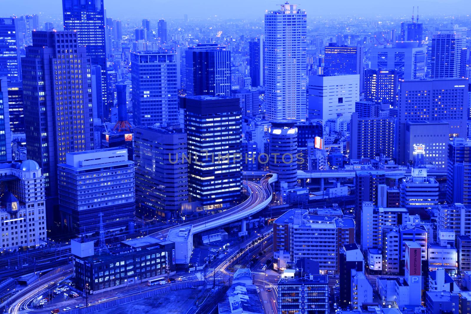 Osaka night view in, Osaka City, Osaka Prefecture, Japan