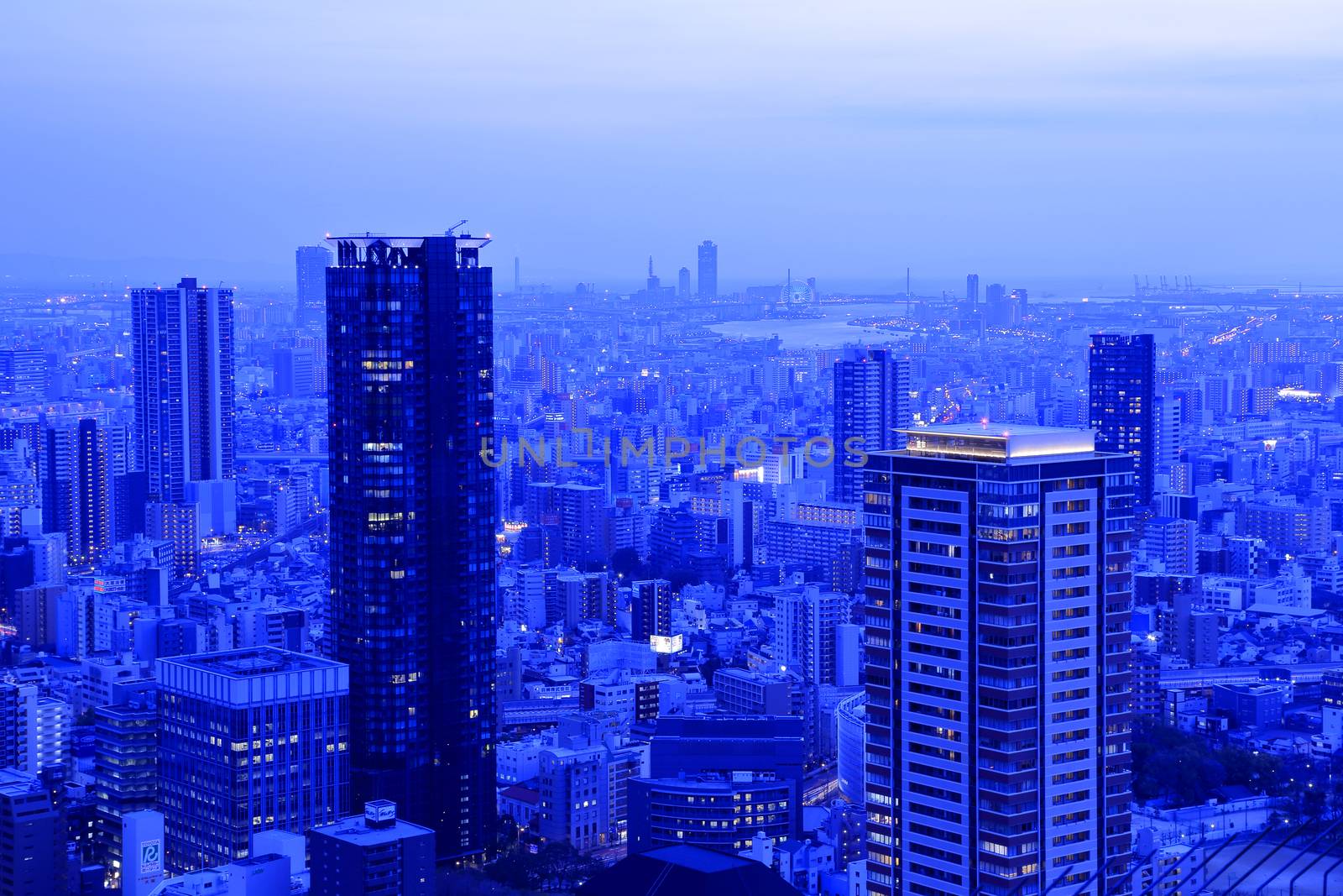 Osaka night view in, Osaka City, Osaka Prefecture, Japan