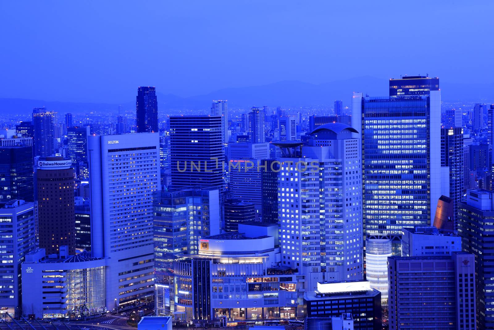 Osaka night view in, Osaka City, Osaka Prefecture, Japan