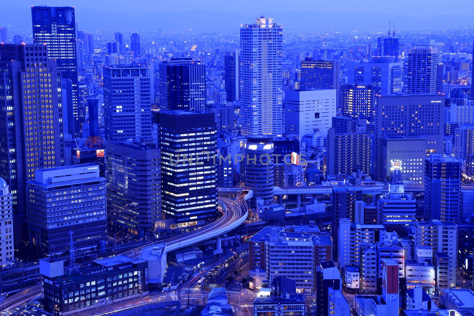 Osaka night view in, Osaka City, Osaka Prefecture, Japan