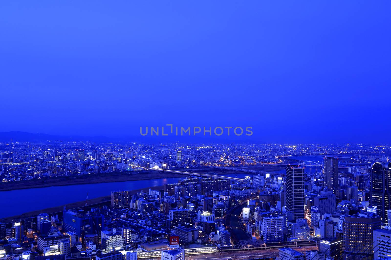 Osaka night view in, Osaka City, Osaka Prefecture, Japan