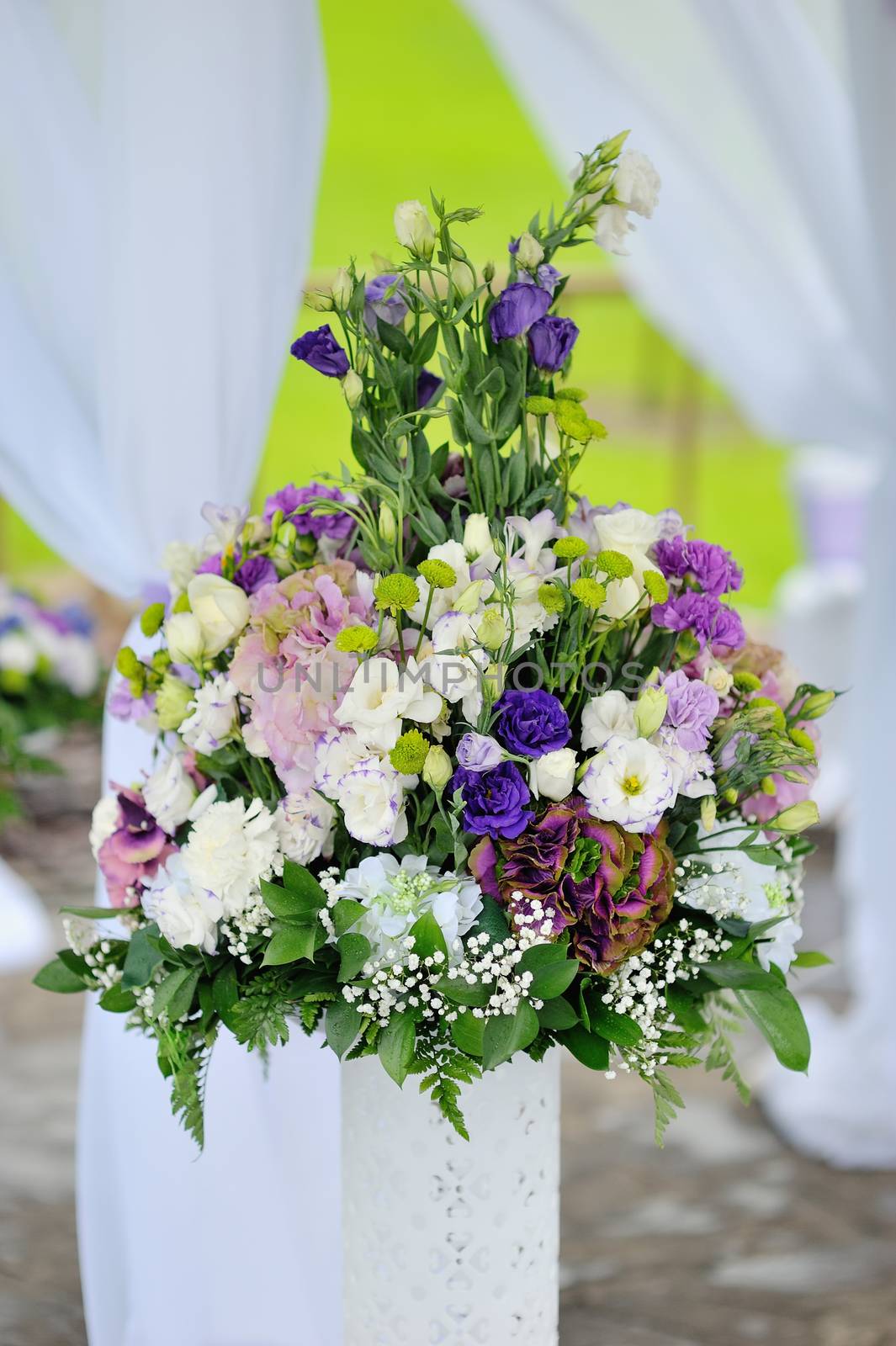 Big Flowers Bouquet blossom. Decorated of wedding