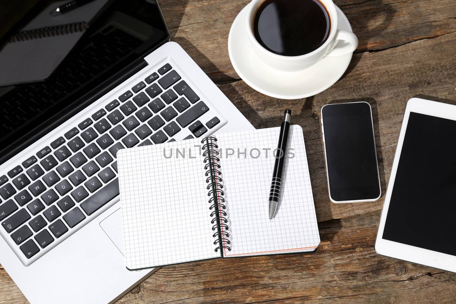 Technology. Electronics on the table