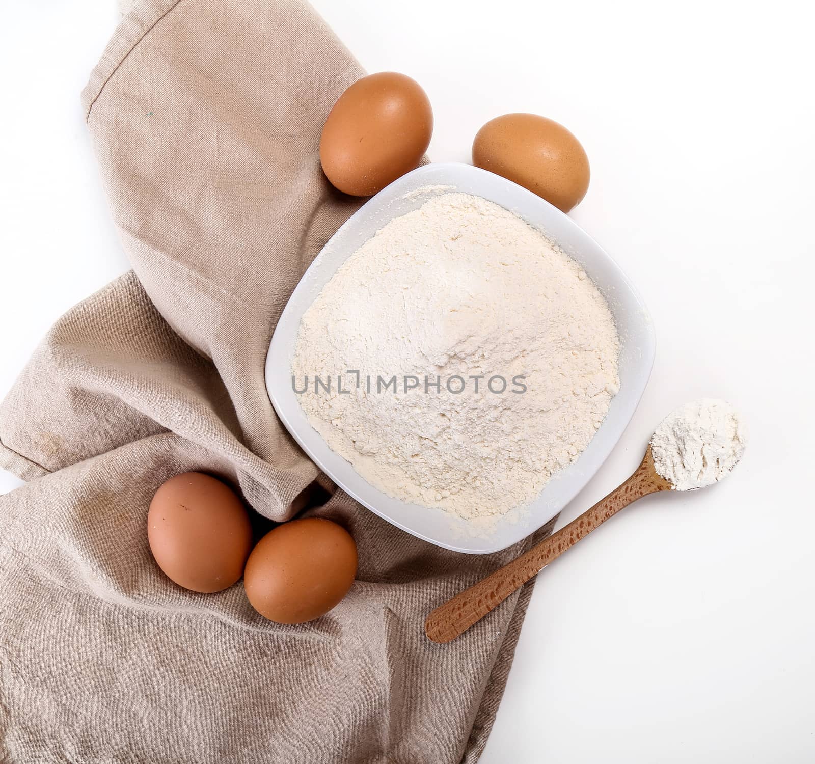 Kitchen, cuisine. Dough and eggs on the table