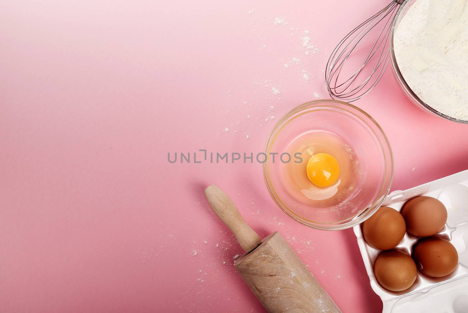 Kitchen, cuisine. Dough and eggs on the table