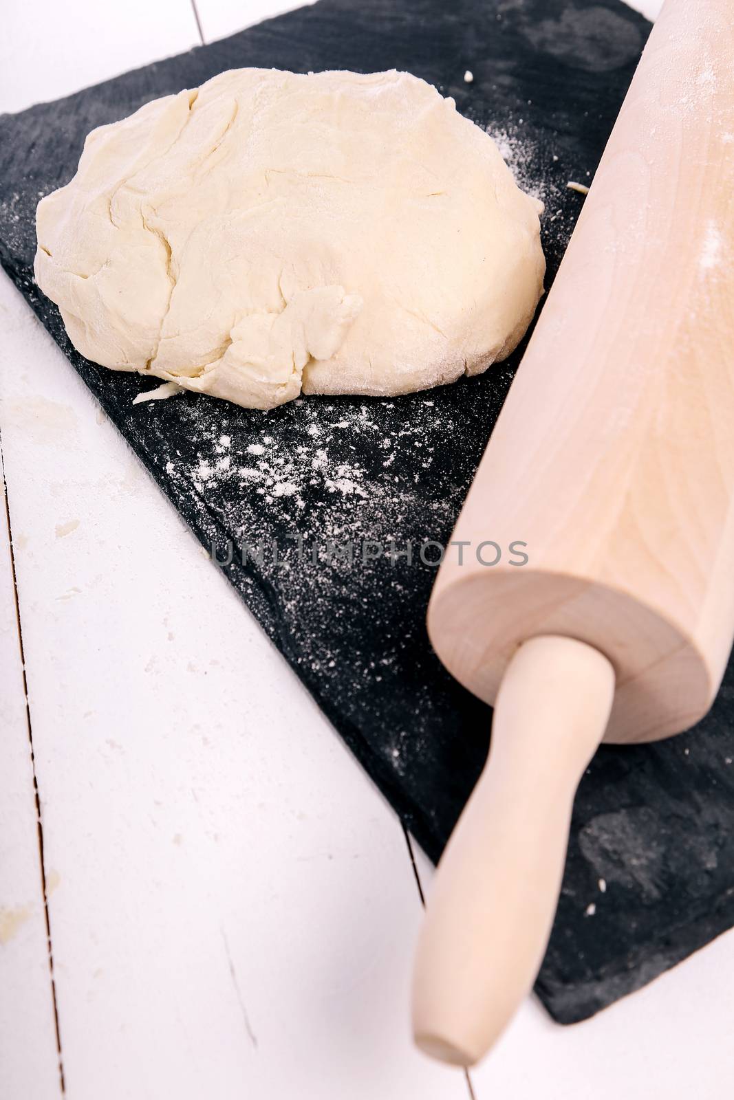 Kitchen, cuisine. Dough on the table