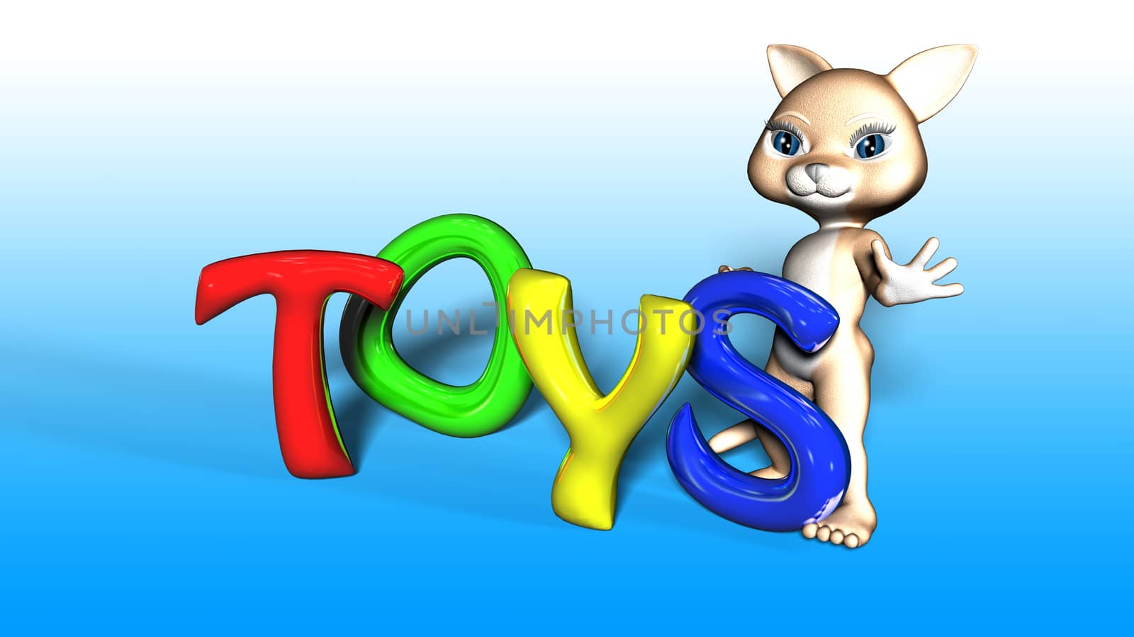 Toon Cat Figure holding TOYS text