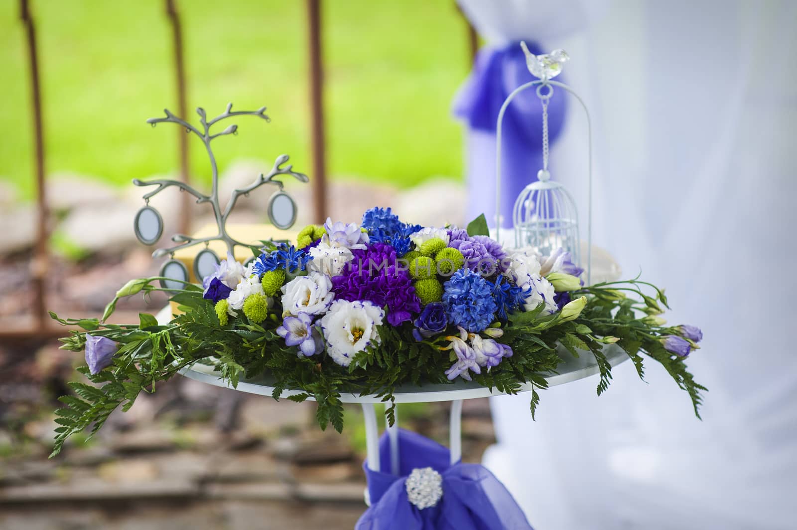 Wedding Bouquet of flowers on a table.