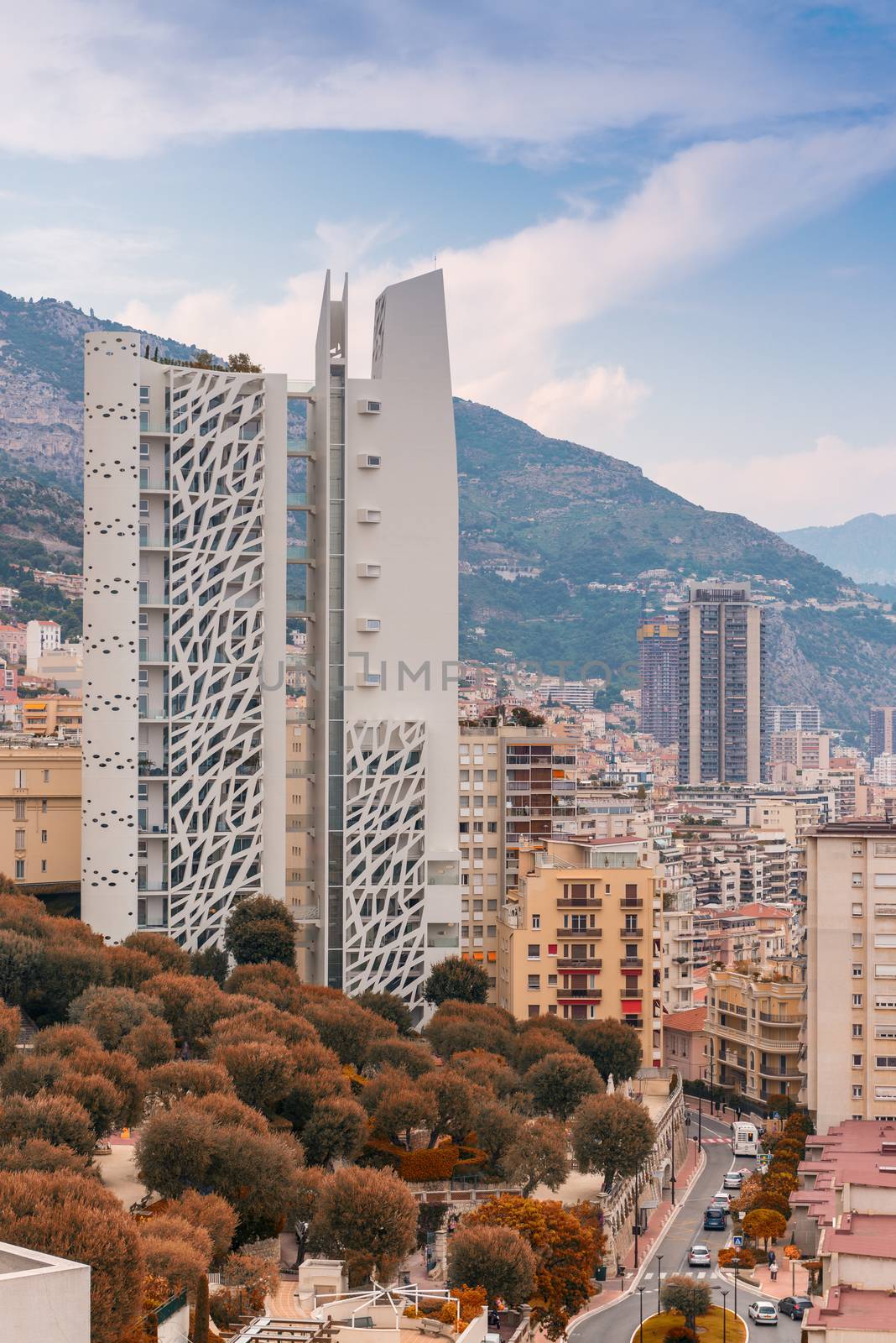 Skyline of Monaco, France.