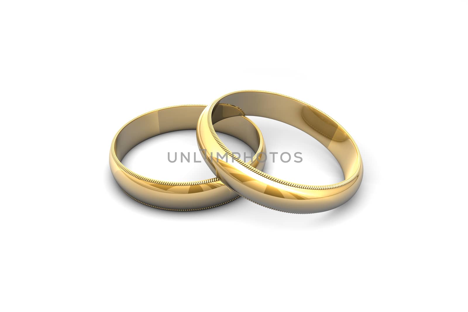 Gold wedding rings isolated on white background.