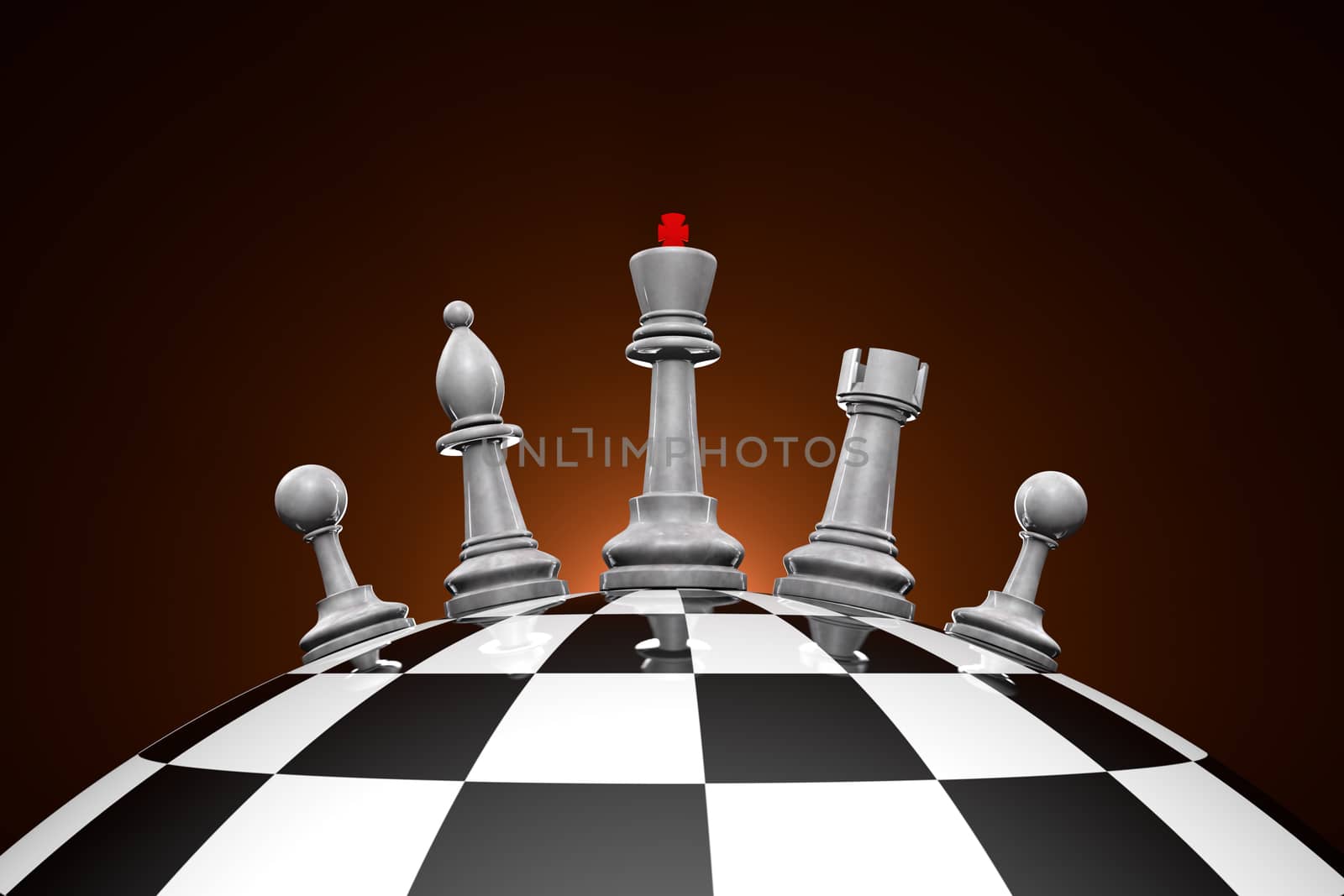 Symbolic frame (world order). Chess pieces on a chess field. 