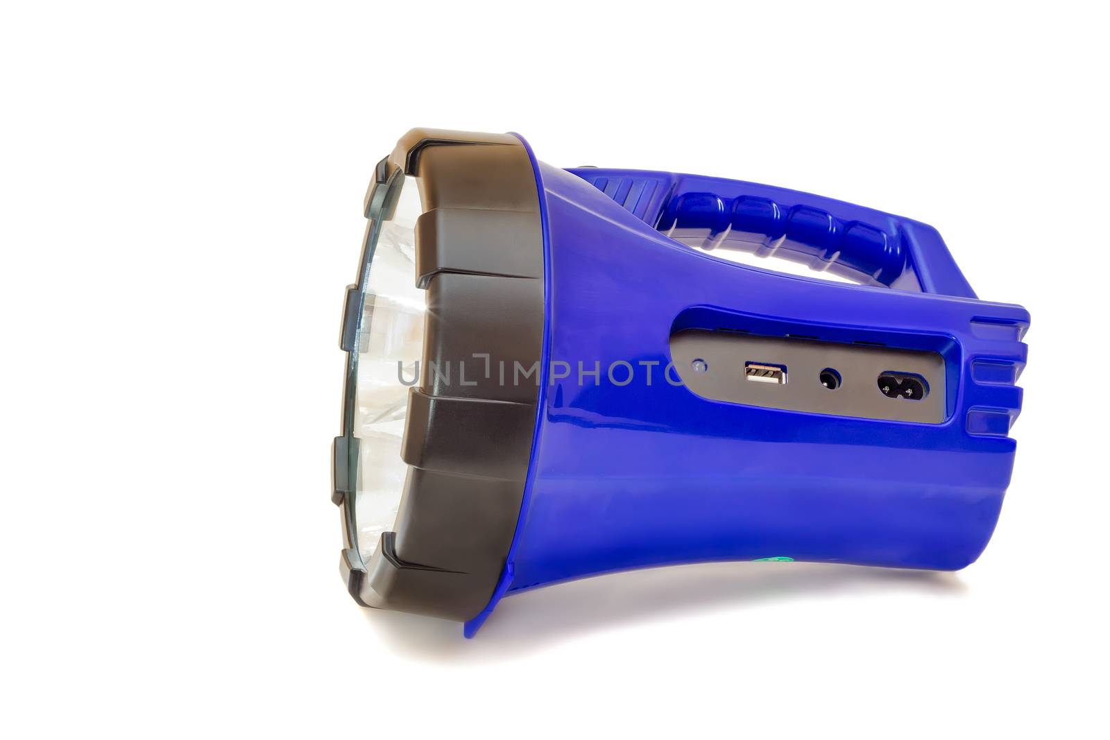 Electric rechargeable led flashlight on a white background. by georgina198