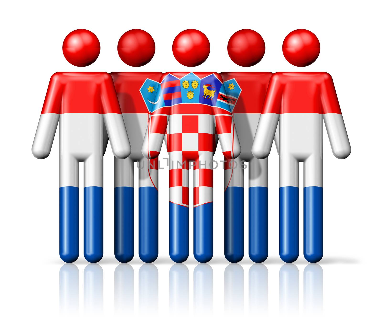 Flag of Croatia on stick figure - national and social community symbol 3D icon