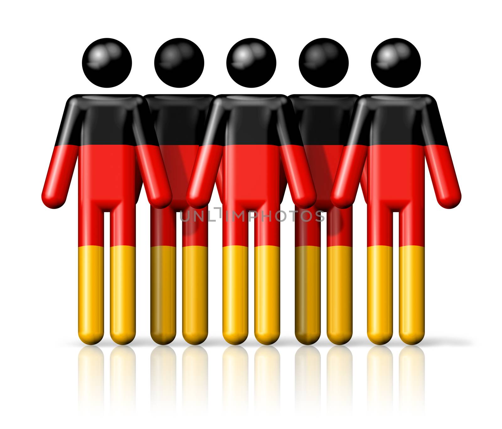 Flag of Germany on stick figure - national and social community symbol 3D icon