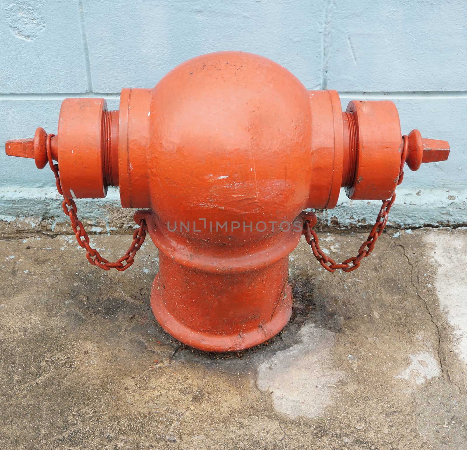 Red Fire Hydrant beside wall  by ninun