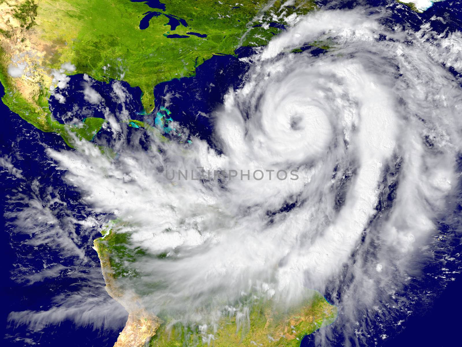 Enormous hurricane over the Atlantic. Elements of this image furnished by NASA