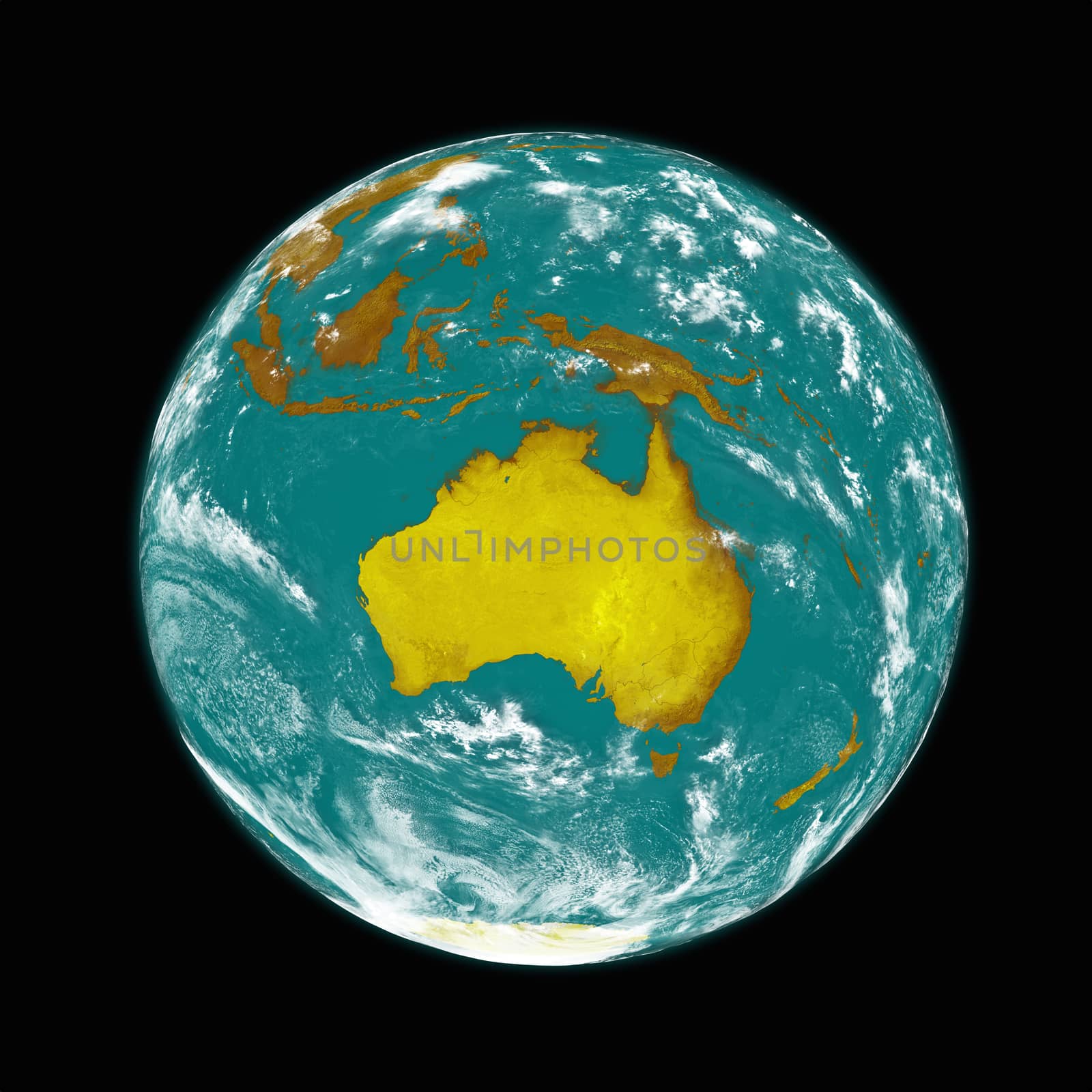 Australia on planet Earth isolated on black background. Elements of this image furnished by NASA.