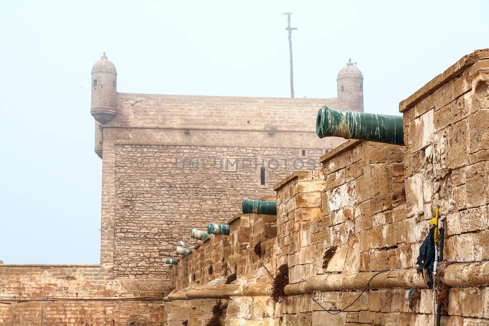 old fortress in Essaouira, Morocco. cobweb morning