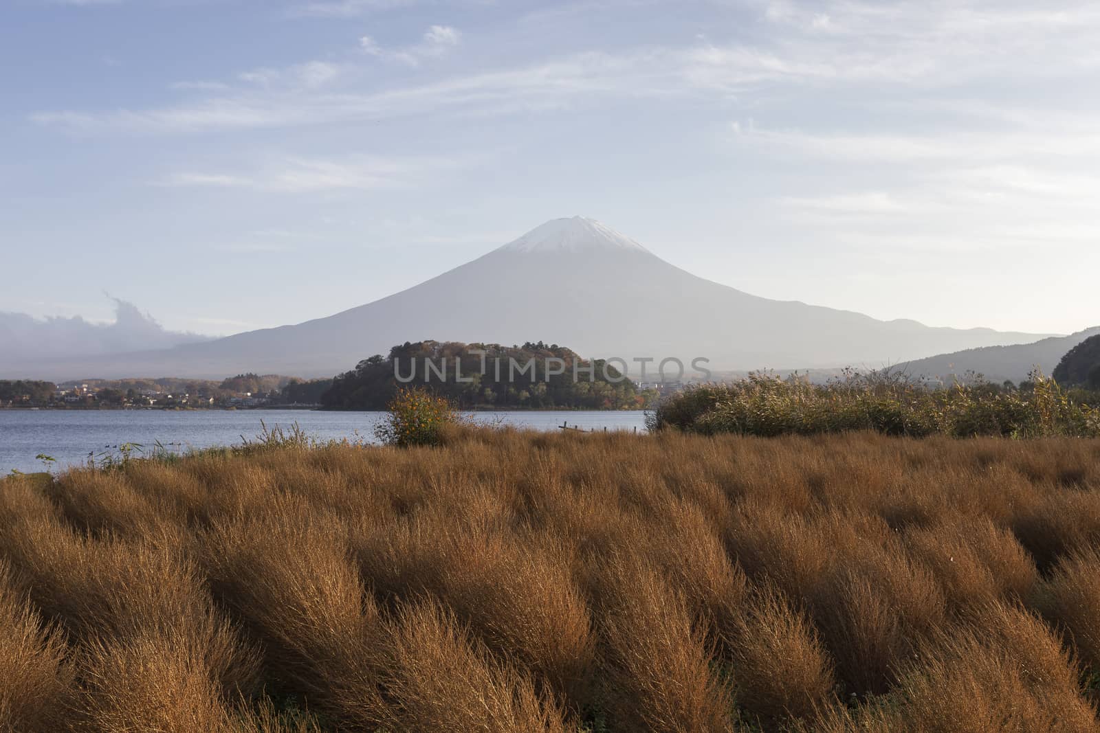 This photo was shot from the area around Mt.Fuji in Autumn. It is time to start snow cap on the top of Mt.Fuji. There are 5 lake around Mt.Fuji.