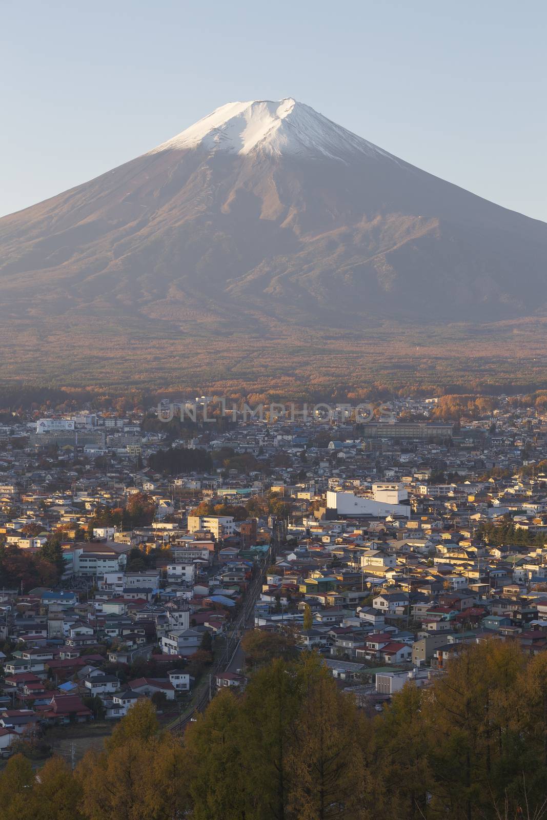 This photo was shot from the area around Mt.Fuji in Autumn. It is time to start snow cap on the top of Mt.Fuji. There are 5 lake around Mt.Fuji.