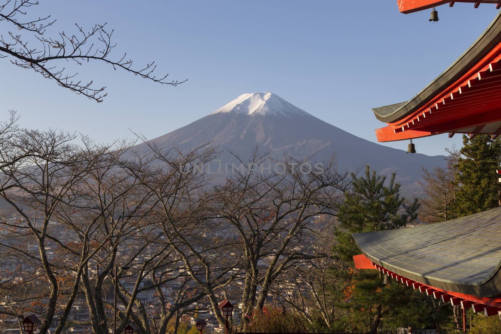 This photo was shot from the area around Mt.Fuji in Autumn. It is time to start snow cap on the top of Mt.Fuji. Chureito pagoda in one of the most famous to visit.
