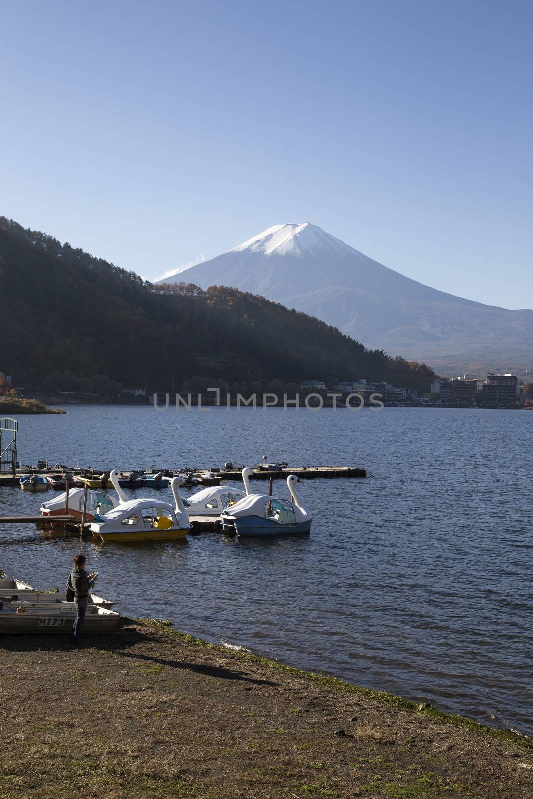 This photo was shot from the area around Mt.Fuji in Autumn. It is time to start snow cap on the top of Mt.Fuji. There are 5 lake around Mt.Fuji.
