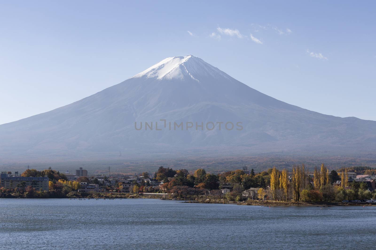 This photo was shot from the area around Mt.Fuji in Autumn. It is time to start snow cap on the top of Mt.Fuji. There are 5 lake around Mt.Fuji.