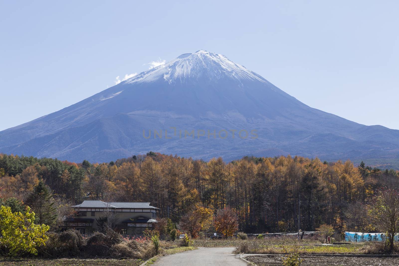 This photo was shot from the area around Mt.Fuji in Autumn. It is time to start snow cap on the top of Mt.Fuji. There are 5 lake around Mt.Fuji.
