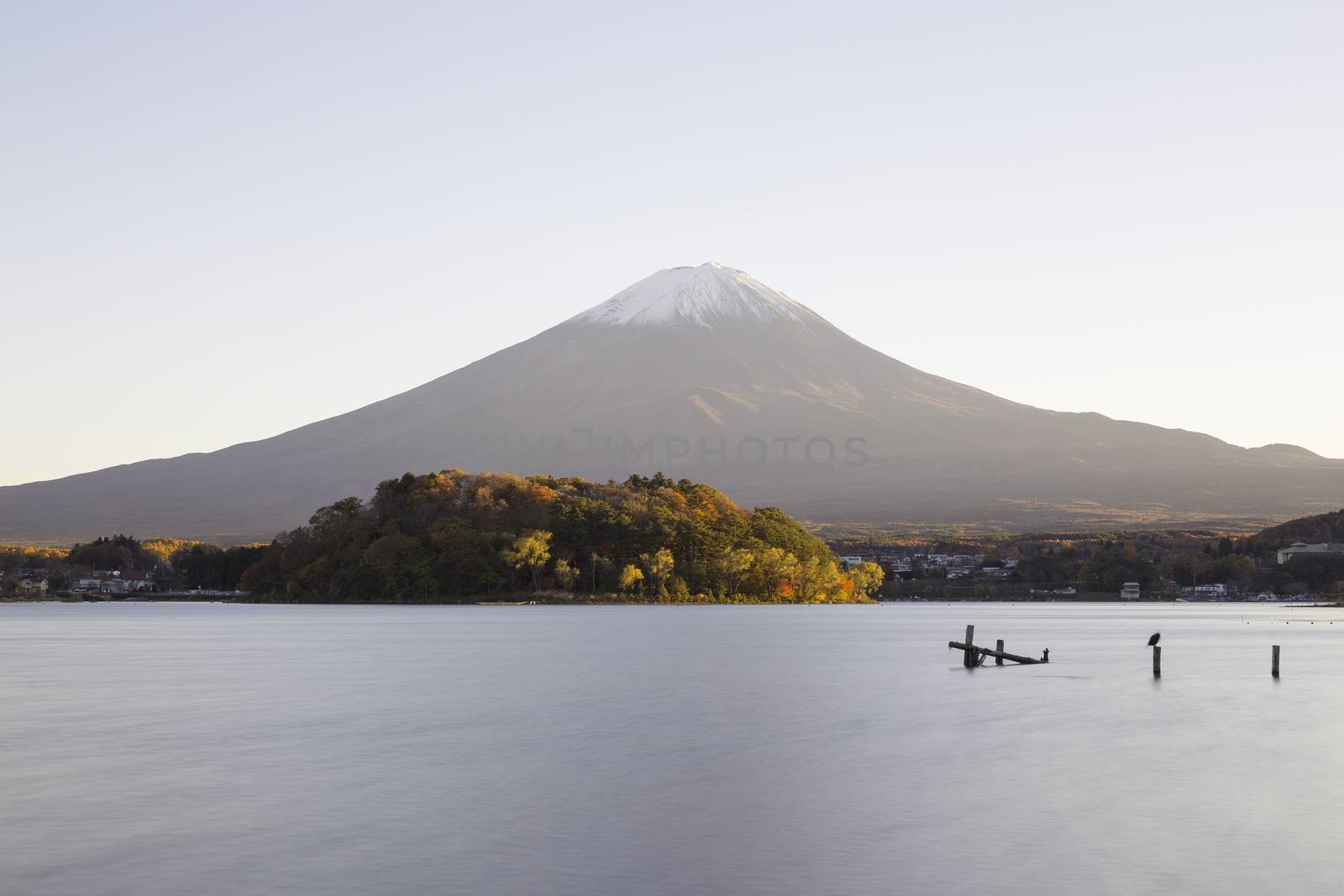 This photo was shot from the area around Mt.Fuji in Autumn. It is time to start snow cap on the top of Mt.Fuji. There are 5 lake around Mt.Fuji.