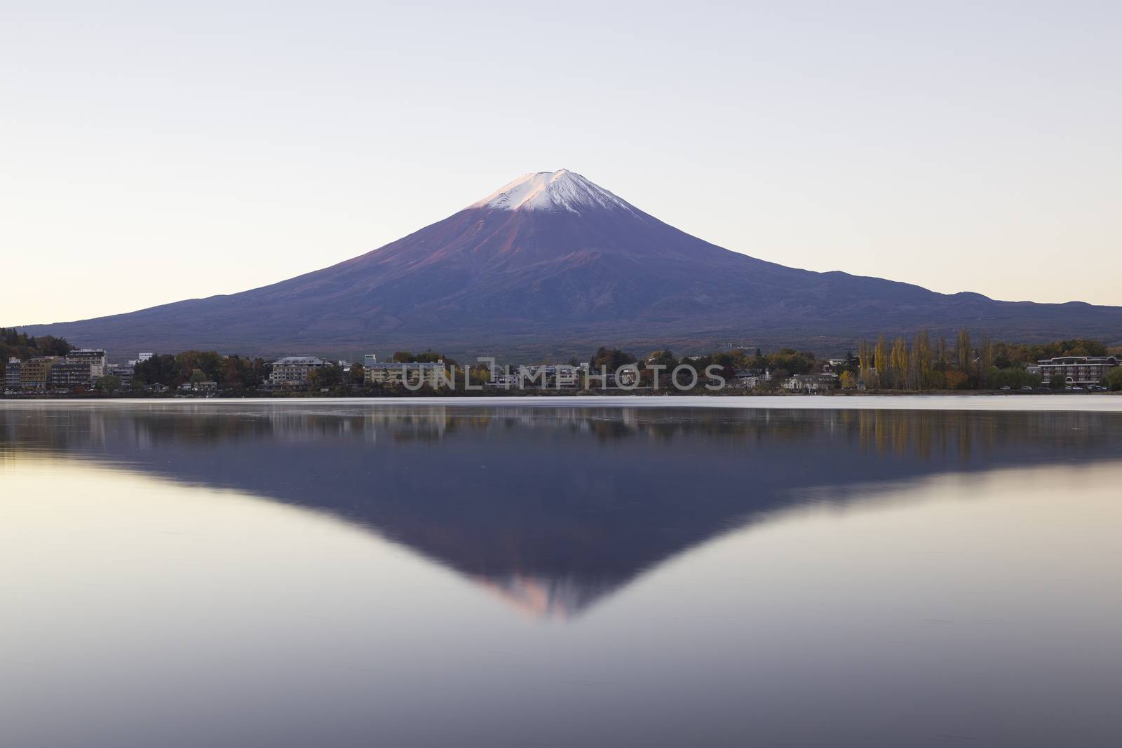 This photo was shot from the area around Mt.Fuji in Autumn. It is time to start snow cap on the top of Mt.Fuji. There are 5 lake around Mt.Fuji.