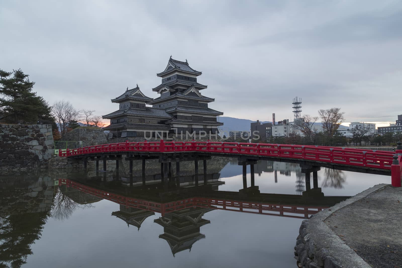 This photo was shot from Matsumoto Castle, Japan in early morning. The soft sunlight touch the castle is so beautiful.