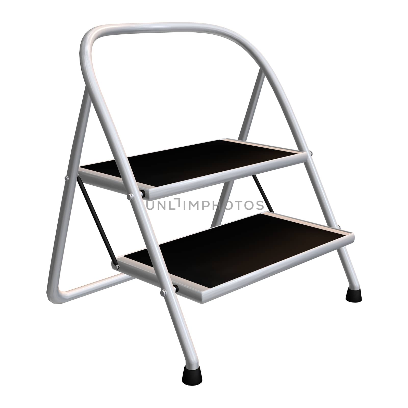 3D digital render of a step ladder isolated on white background